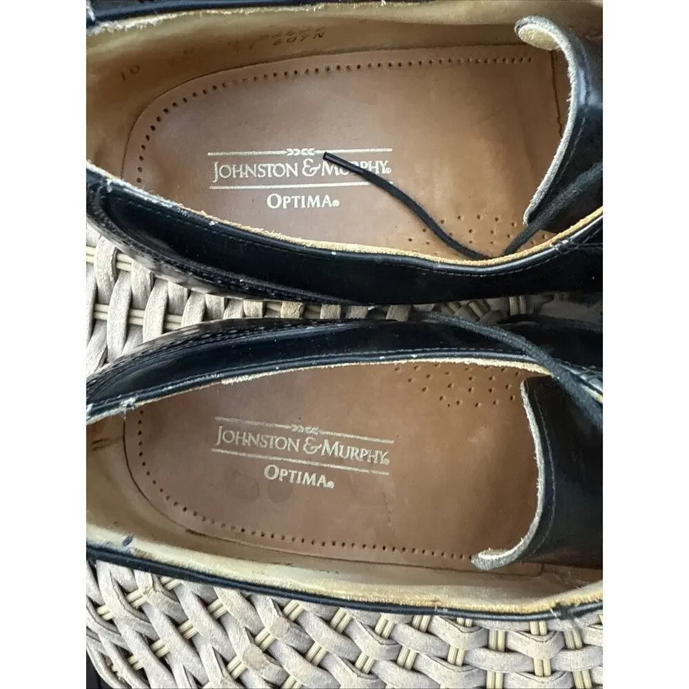 Johnston & Murphy Men’s Black Leather Oxford Dress Shoes Size 10 D Optima